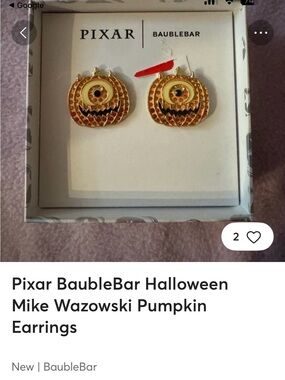 BaubleBar Gold and Green Mike Wazowski Pumpkin Stud Earrings